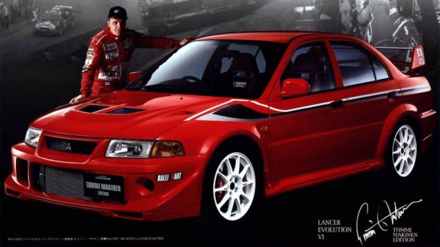 Lancer Evo Tommi Makinen: a série especial do Evo VI foi lançada em 2000 homenageando o finlandês tetracampeão mundial de rali; seu diferencial era o visual mais invocado Lancer Evo Tommi Makinen: a série especial do Evo VI foi lançada em 2000 homenageando o finlandês tetracampeão mundial de rali; seu diferencial era o visual mais invocado