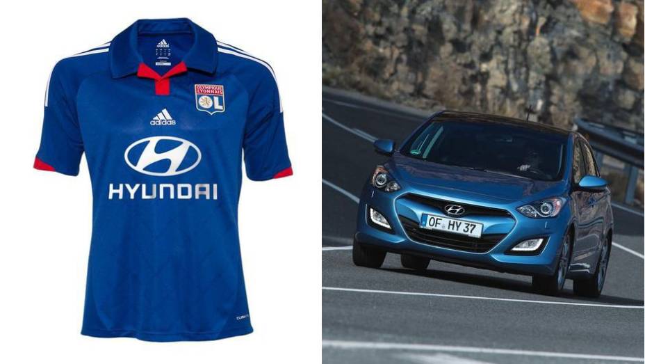 HYUNDAI - outro clube francês que expõe uma marca automotiva é o Olympique de Lyon, com a Hyundai. A sul-coreana também patrocina o Chonbuk, de seu país-sede | <a href="%20https://preprod.quatrorodas.abril.com.br/noticias/fabricantes/flamengo-fecha-patrocinio-peugeo" rel="migration"></a>