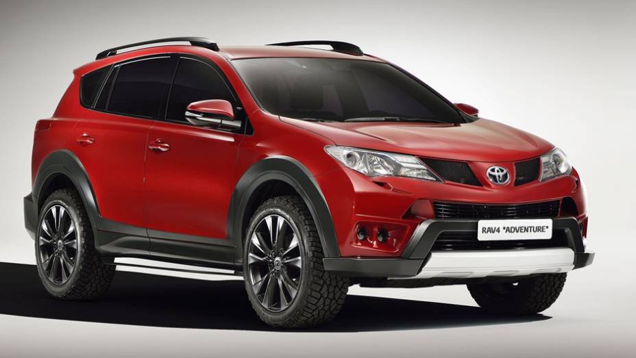 A segunda é a Adventure, cuja cor de carroceria é vermelho-escuro | <a href="https://preprod.quatrorodas.abril.com.br/saloes/genebra/2013/toyota-rav4-concepts-735322.shtml" rel="migration">Leia mais</a>