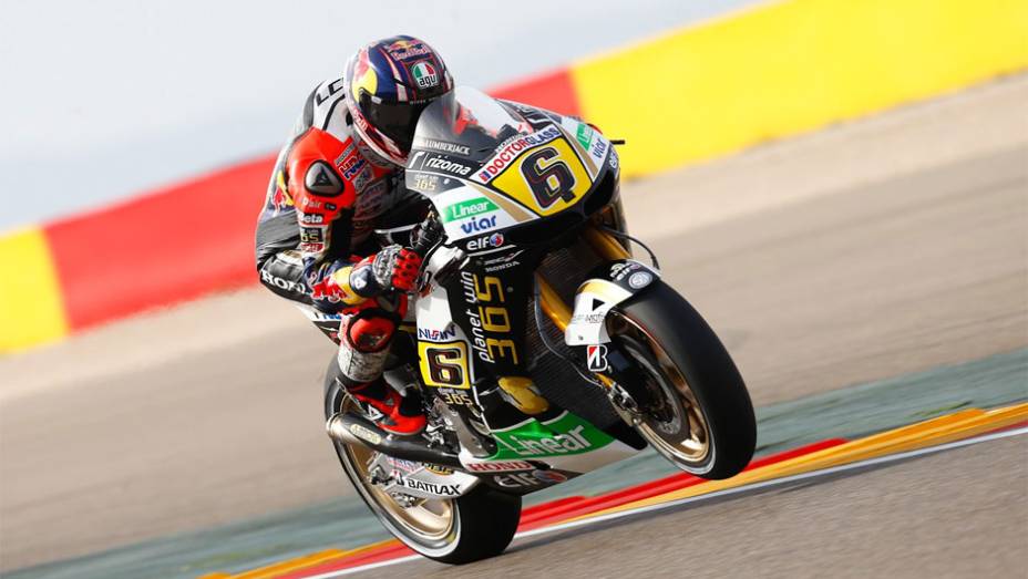 Stefan Bradl foi o quinto mais rápido | <a href="https://preprod.quatrorodas.abril.com.br/moto/noticias/motogp-marquez-garante-pole-aragon-755537.shtml" rel="migration">Leia mais</a>