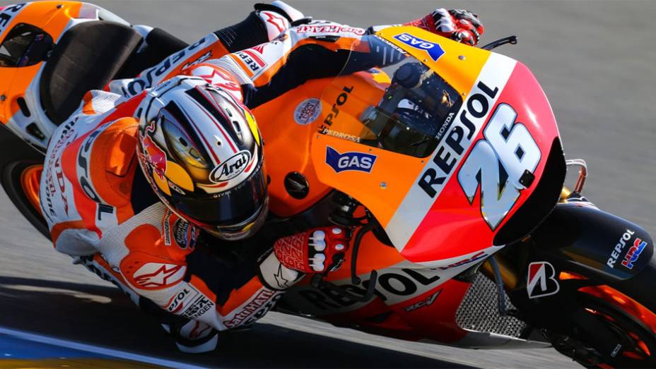 Dani Pedrosa foi apenas o quinto | <a href="https://preprod.quatrorodas.abril.com.br/moto/noticias/motogp-marquez-domina-treino-livre-franca-783040.shtml" rel="migration">Leia mais</a>