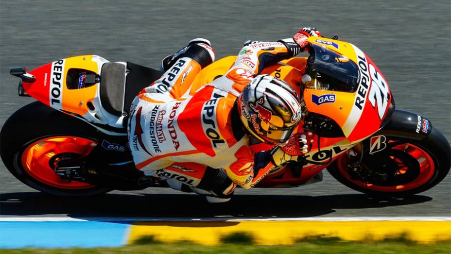 Dani Pedrosa foi apenas o nono | <a href="https://preprod.quatrorodas.abril.com.br/moto/noticias/motogp-marquez-pole-le-mans-783126.shtml" rel="migration">Leia mais</a>