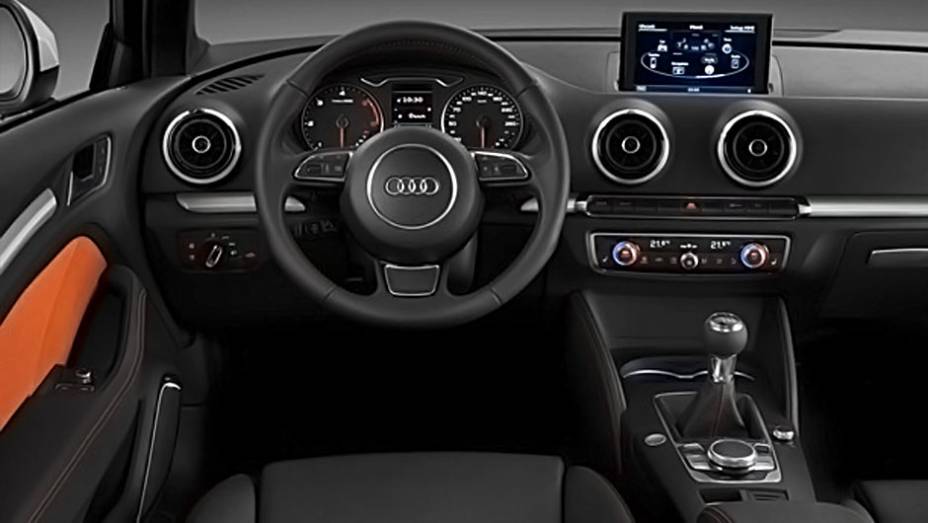 Grande parte dos comandos pode ser controlada por bot&otilde;es no volante | <a href="https://preprod.quatrorodas.abril.com.br/saloes/genebra/2012/audi-a3-678626.shtml" rel="migration">Leia mais</a>