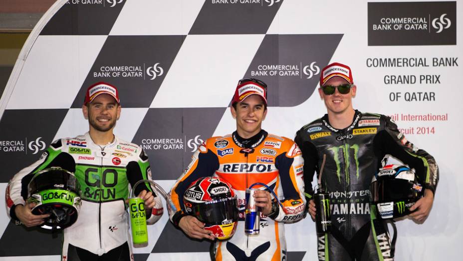 O atual campeão da MotoGP Marc Márquez é o pole position, para a primeira etapa da MotoGP de 2014. Álvaro Bautista e Bradley Smith, estão na primeira fila. | <a href="https://preprod.quatrorodas.abril.com.br/moto/noticias/marc-marquez-pole-primeira-etapa-ano-moto" rel="migration"></a>