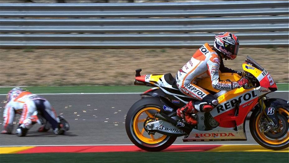 Dani Pedrosa acusou Márquez de ser muito agressivo na pista | <a href="https://preprod.quatrorodas.abril.com.br/moto/noticias/motogp-polemica-marquez-vence-aragon-755576.shtml" rel="migration">Leia mais</a>