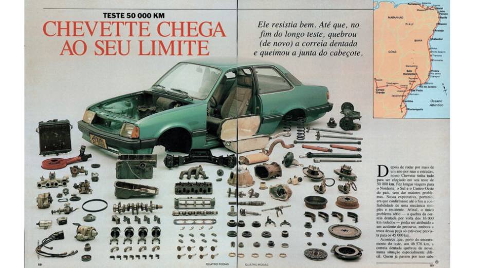 Chevrolet Chevette: ele estava indo bem até a reta final do teste, quando quebrou a correia dentada e a junta do cabeçote... | <a href="https://preprod.quatrorodas.abril.com.br/acervodigital/home.aspx?edicao=350&pg=89" rel="migration">Leia mais</a>