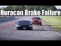 Lamborghini Huracan brakes fail, almost crashes into concrete barrier