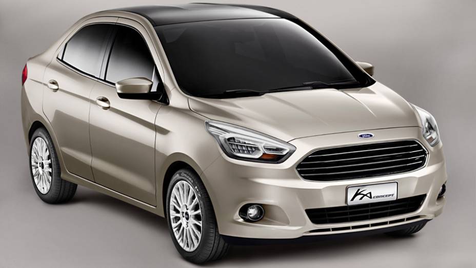 Com a j&aacute; tradicional grade frontal presente em modelos como o New Fiesta, o Ka Concept lembra um mini-Fusion | <a href="https://preprod.quatrorodas.abril.com.br/noticias/fabricantes/ford-divulga-imagens-oficiais-novo-ka-sedan-772215.shtml" rel="migration">Leia mais</a>