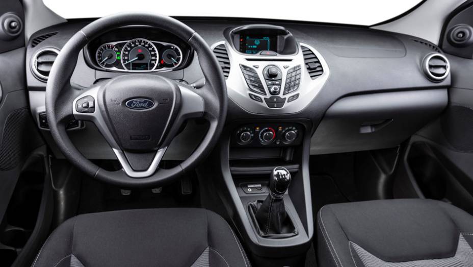 Detalhe do interior | <a href="https://preprod.quatrorodas.abril.com.br/carros/lancamentos/ford-ka-794793.shtml" rel="migration">Leia mais</a>