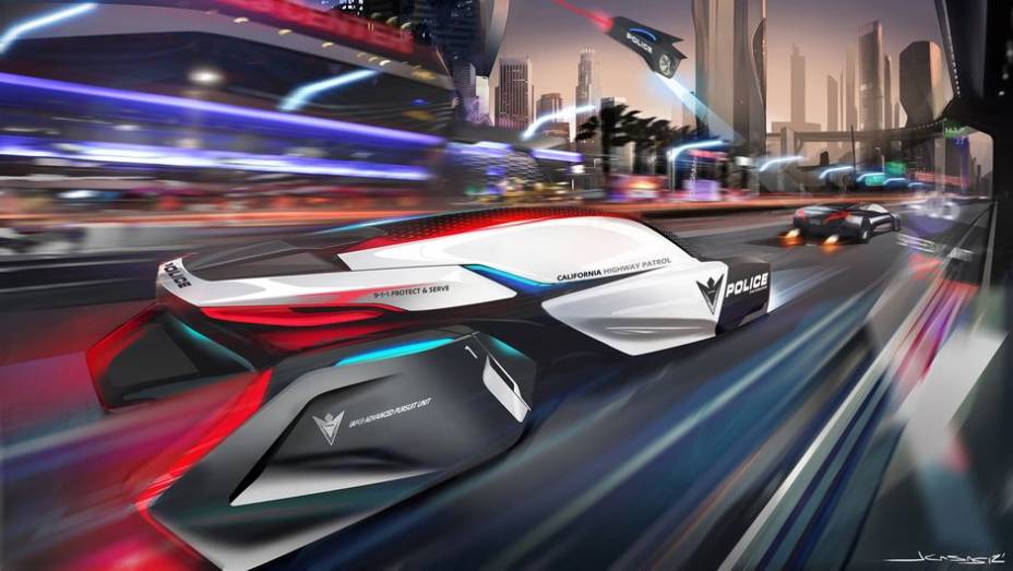 A BMW mostra o Human-Drone Pursuit Vehicle. | <a href="https://preprod.quatrorodas.abril.com.br/noticias/tecnologia/salao-los-angeles-define-tema-desafio-design-721841.shtml" rel="migration">Leia mais</a>