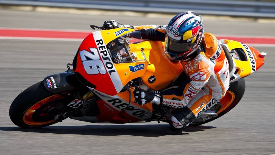 Dani Pedrosa (Repsol Honda Team) ficou com o segundo melhor tempo no teste privado| <a href="https://preprod.quatrorodas.abril.com.br/moto/noticias/motogp-marc-marquez-absoluto-eua-736303.shtml" rel="migration">Leia mais</a>