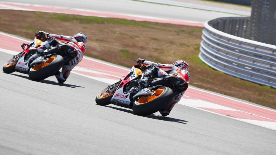 Pilotos da equipe Repsol Honda Team foram os mais rápidos | <a href="https://preprod.quatrorodas.abril.com.br/moto/noticias/motogp-marc-marquez-absoluto-eua-736303.shtml" rel="migration">Leia mais</a>