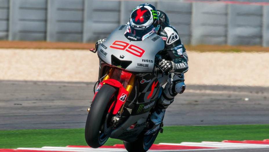 Jorge Lorenzo (Yamaha Factory Racing) ficou com o terceiro melhor tempo | <a href="https://preprod.quatrorodas.abril.com.br/moto/noticias/motogp-marc-marquez-absoluto-eua-736303.shtml" rel="migration">Leia mais</a>