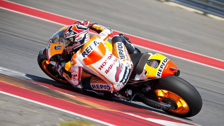 Marc Márquez (Repsol Honda Team) liderou os testes em Austin | <a href="https://preprod.quatrorodas.abril.com.br/moto/noticias/motogp-marc-marquez-absoluto-eua-736303.shtml" rel="migration">Leia mais</a>