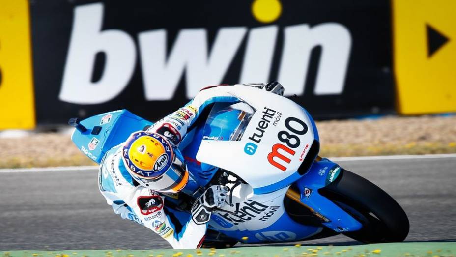 Na Moto2, Esteve Rabat liderou o pelotão | <a href="https://preprod.quatrorodas.abril.com.br/moto/noticias/motogp-lorenzo-lidera-treinos-jerez-740399.shtml" rel="migration">Leia mais</a>