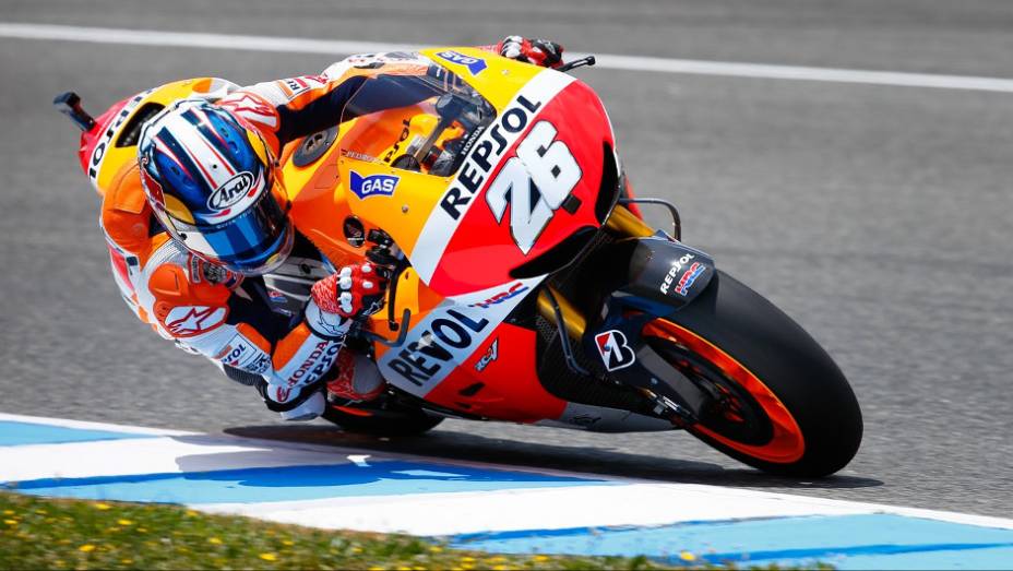 Dani Pedrosa largará em segundo | <a href="https://preprod.quatrorodas.abril.com.br/moto/noticias/motogp-lorenzo-garante-pole-jerez-740522.shtml" rel="migration">Leia mais</a>