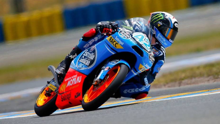 Alex Rins foi o ponteiro da Moto3 | <a href="https://preprod.quatrorodas.abril.com.br/moto/noticias/motogp-pedrosa-lidera-treinos-le-mans-741656.shtml" rel="migration">Leia mais</a>
