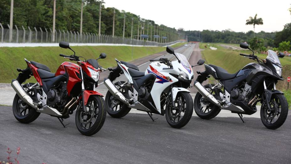 A Honda apresentou oficialmente sua nova linha de motocicletas 500 cc no Salão Duas Rodas 2013 | <a href="https://preprod.quatrorodas.abril.com.br/moto/noticias/honda-investe-modelos-500cc-756399.shtml" rel="migration">Leia mais</a>