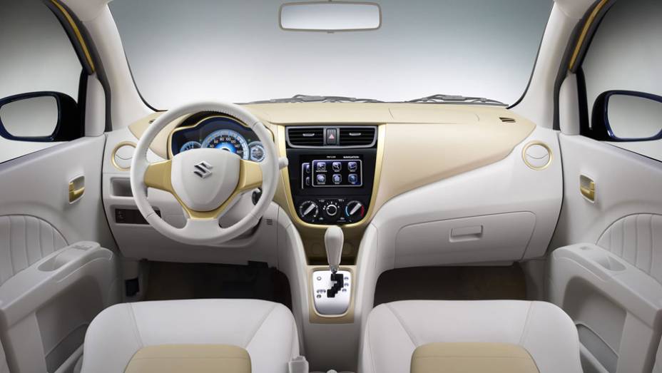 Por dentro, o revestimento é de duas cores | <a href="https://preprod.quatrorodas.abril.com.br/noticias/fabricantes/suzuki-apresenta-wind-concept-761623.shtml" rel="migration">Leia mais</a>