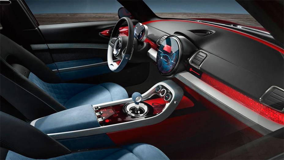 Detalhe do interior sofisticado e futurista do Clubman Concept | <a href="https://preprod.quatrorodas.abril.com.br/noticias/saloes/genebra-2014/mini-revela-clubman-concept-774612.shtml" rel="migration">Leia mais</a>