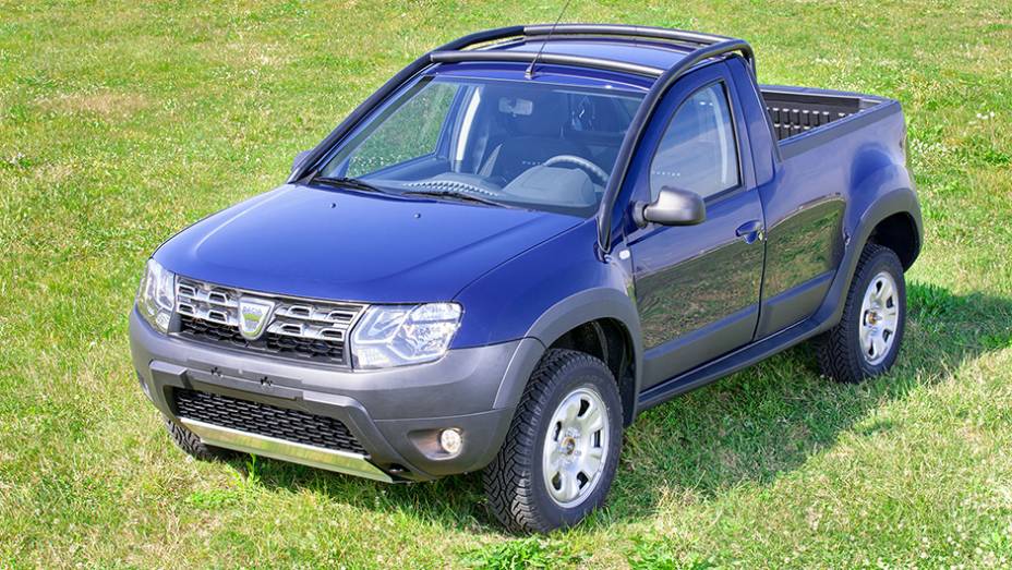 Dacia exibiu nesta terça-feira (7) sua picape baseada no Duster | <a href="https://preprod.quatrorodas.abril.com.br/noticias/fabricantes/dacia-oficializa-duster-picape-805080.shtml" rel="migration">Leia mais</a>