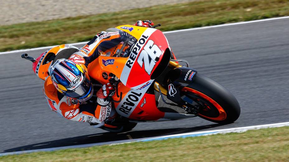 Dani Pedrosa completou o dia no quarto lugar | <a href="https://preprod.quatrorodas.abril.com.br/moto/noticias/motogp-dovizioso-mais-rapido-motegi-805474.shtml" rel="migration">Leia mais</a>