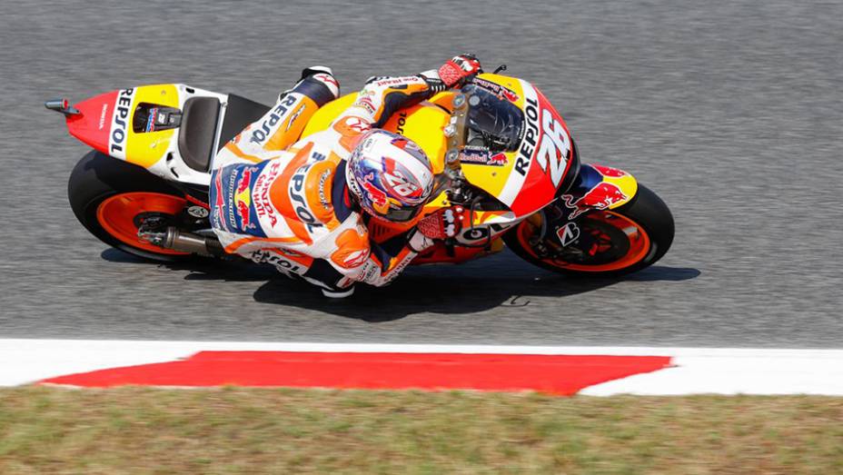 A Honda mais uma vez foi discreta e Dani Pedrosa obteve a terceira posição | <a href="https://preprod.quatrorodas.abril.com.br/moto/galerias/competicoes/motogp-2015-catalunha-876720.shtml" rel="migration">Leia mais</a>