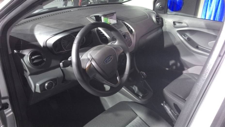 Detalhe do interior do Novo Ka | <a href="https://preprod.quatrorodas.abril.com.br/carros/lancamentos/novo-ford-ka-792257.shtml" rel="migration">Leia mais</a>