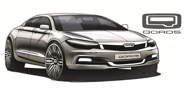 Qoros exibe esboços de sedã compacto