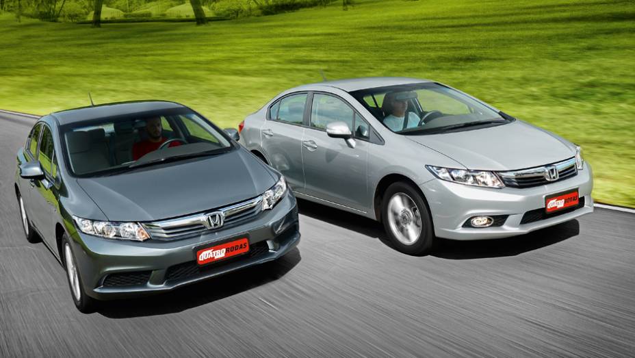 Versão LXR tem faróis de neblina e repetidores nos retrovisores | <a href="https://preprod.quatrorodas.abril.com.br/carros/testes/honda-civic-2014-735270.shtml" rel="migration">Leia mais</a>