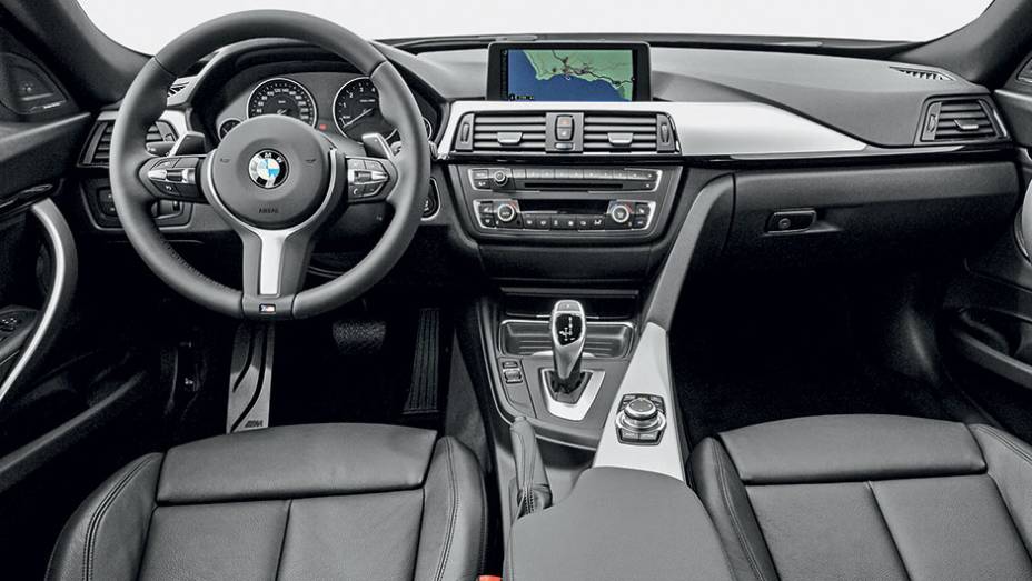 O interior é basicamente o mesmo da família da Série 3 | <a href="https://preprod.quatrorodas.abril.com.br/carros/impressoes/bmw-335i-gt-740953.shtml" rel="migration">Leia mais</a>