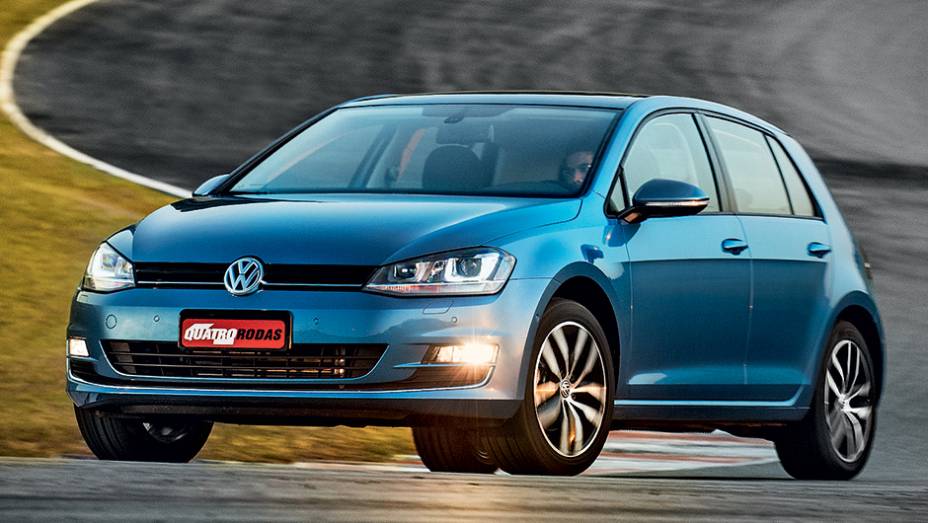 Rodas aro 17 são opcionais. De série, ele sai com rodas aro 16 | <a href="https://preprod.quatrorodas.abril.com.br/carros/testes/volkswagen-golf-highline-1-4-tsi-755814.shtml" rel="migration">Leia mais</a>