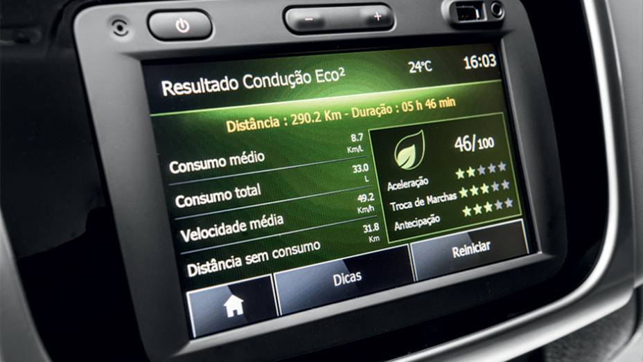Placar eletr&ocirc;nico ajuda a economizar combust&iacute;vel | <a href="https://preprod.quatrorodas.abril.com.br/carros/testes/renault-logan-dynamique-1-6-8v-761965.shtml" rel="migration">Leia mais</a>