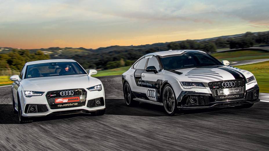 ... posa para as fotos com o Audi RS7 que ele usou no duelo | <a href="https://preprod.quatrorodas.abril.com.br/reportagens/geral/homem-x-maquina-840420.shtml" target="_blank" rel="migration">Leia mais</a>