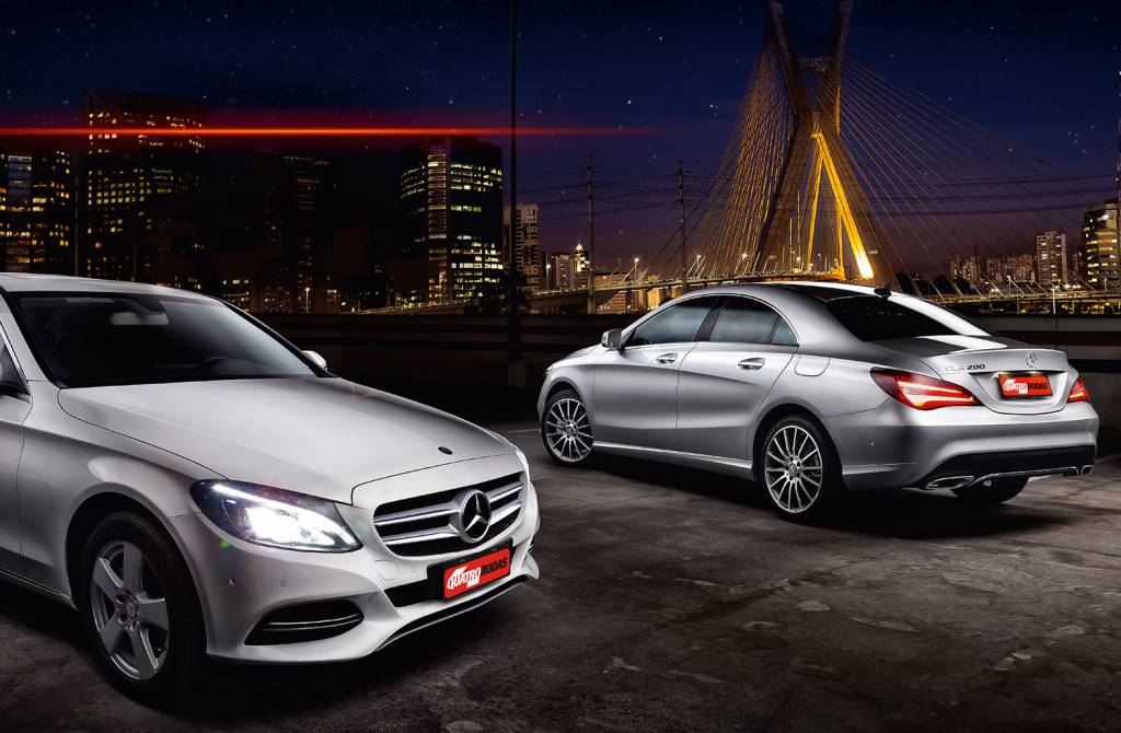 Mercedes-Benz CLA 200 Vision x C 200 Avantgarde Classe C (à esq.) e CLA têm a estrela de três pontas na grade, mas em pacotes diferentes