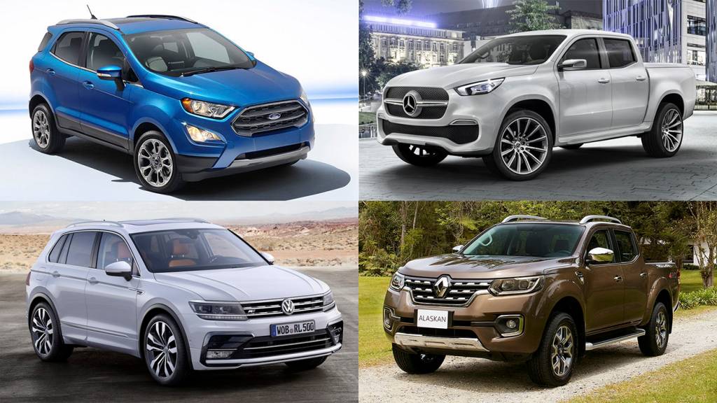 Ford EcoSport, Mercedes-Benz Classe X, VW Tiguan e Renault Alaskan Ford EcoSport, Mercedes-Benz Classe X, VW Tiguan e Renault Alaskan