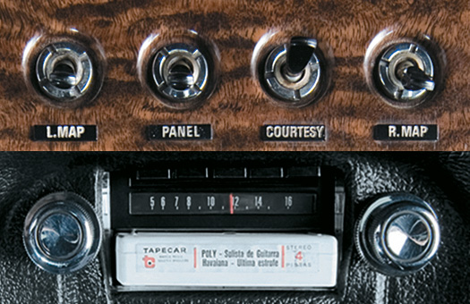 Mercury Cougar Interruptores para as luzes internas e rádio AM com cartucho estéreo