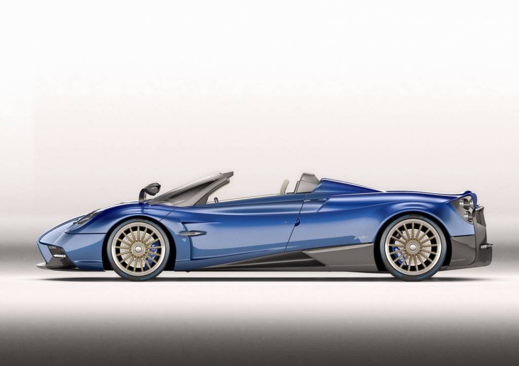 Pagani Huayra Roadster Conjunto de suspensão, pneus e aerodinâmica ativa proporcionam enorme aderência