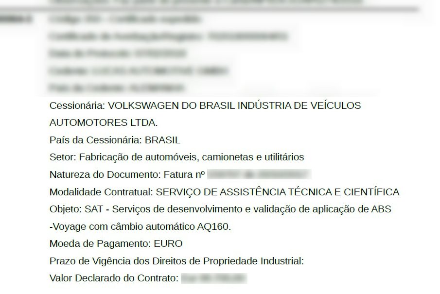Documento INPI VW Automático Voyage