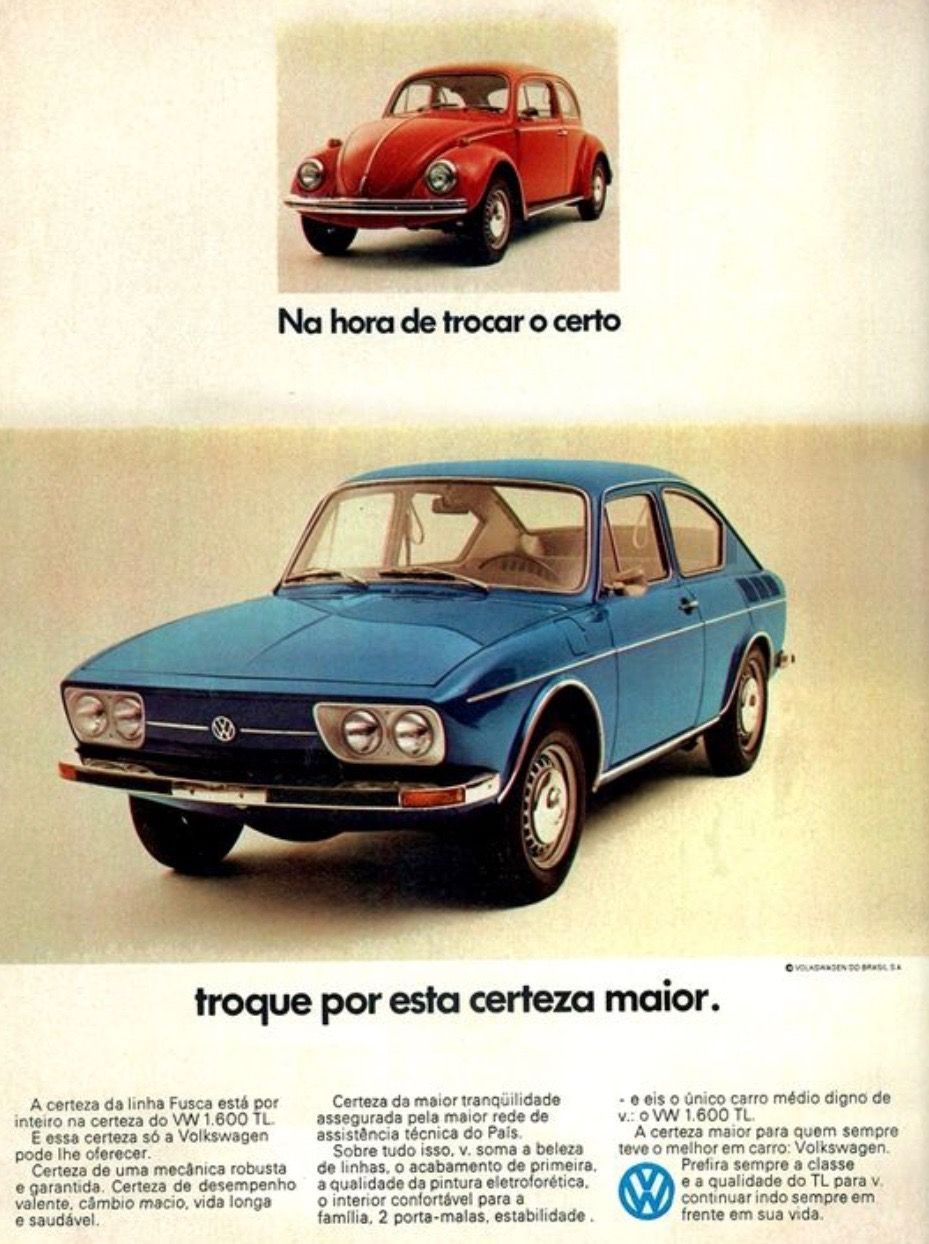 Propaganda Volkswagen 1600 TL Propaganda Volkswagen 1600 TL