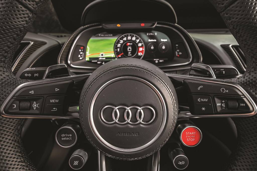 Audi R8 V10 Performance 2020 (5) Audi R8 V10 Performance 2020 amarelo volante botão de partida