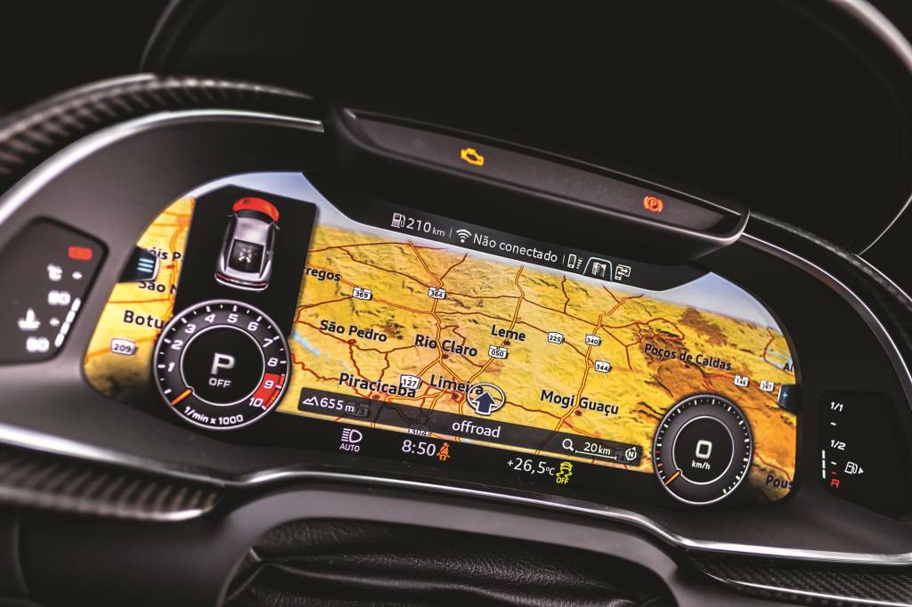 Audi R8 V10 Performance 2020 (6) Audi R8 V10 Performance 2020 amarelo quadro de instrumentos digital