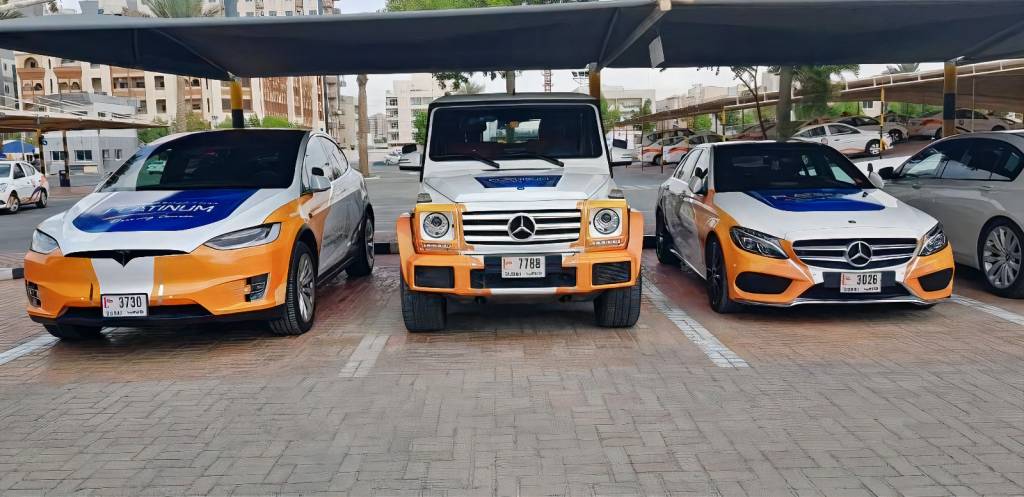 Emirates Driving Institute Tesla, Mercedes Emirates Driving Institute Tesla, Mercedes