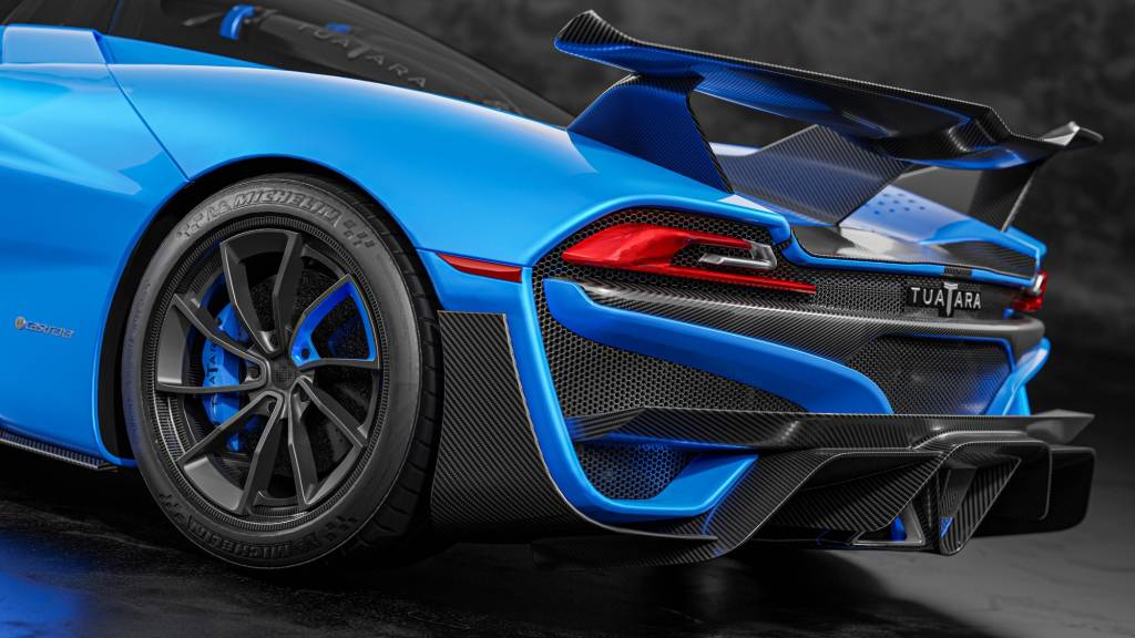 SSC TUATARA SSC Tuatara azul visto 3/4 de trás