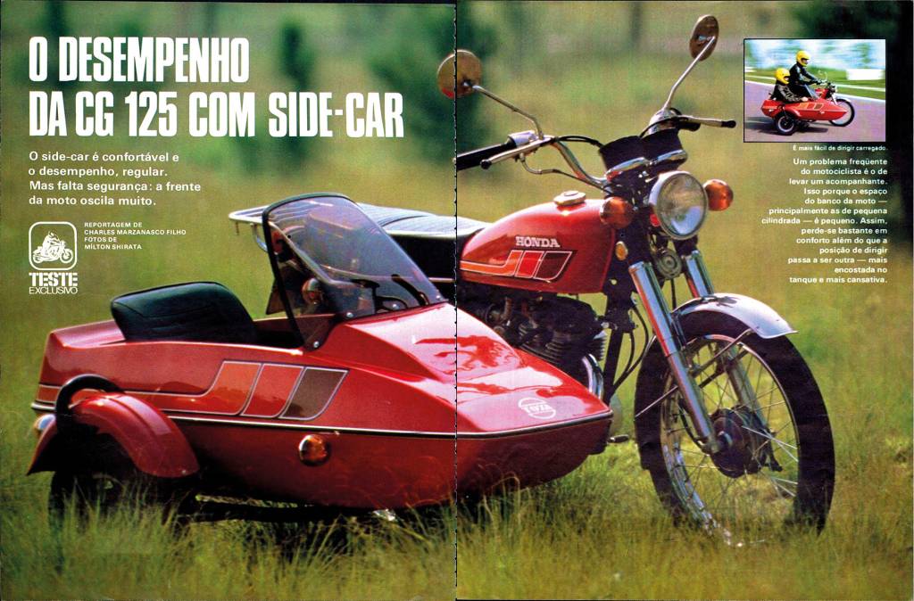 Honda CG sidecar Honda CG sidecar vermelha vista de frente