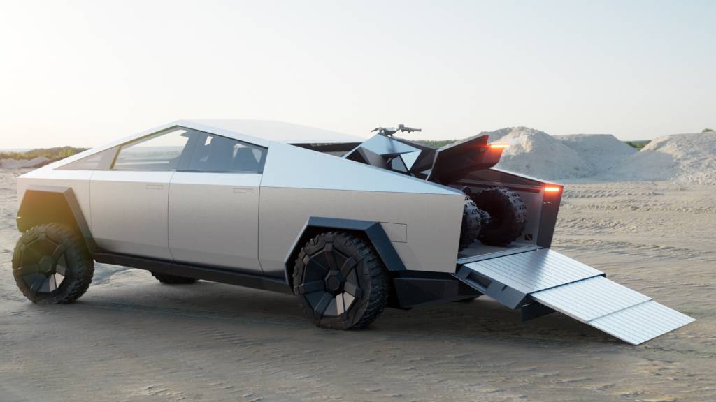Tesla Cybertruck2 Suspensão adaptativa variará até 20 cm e haverá