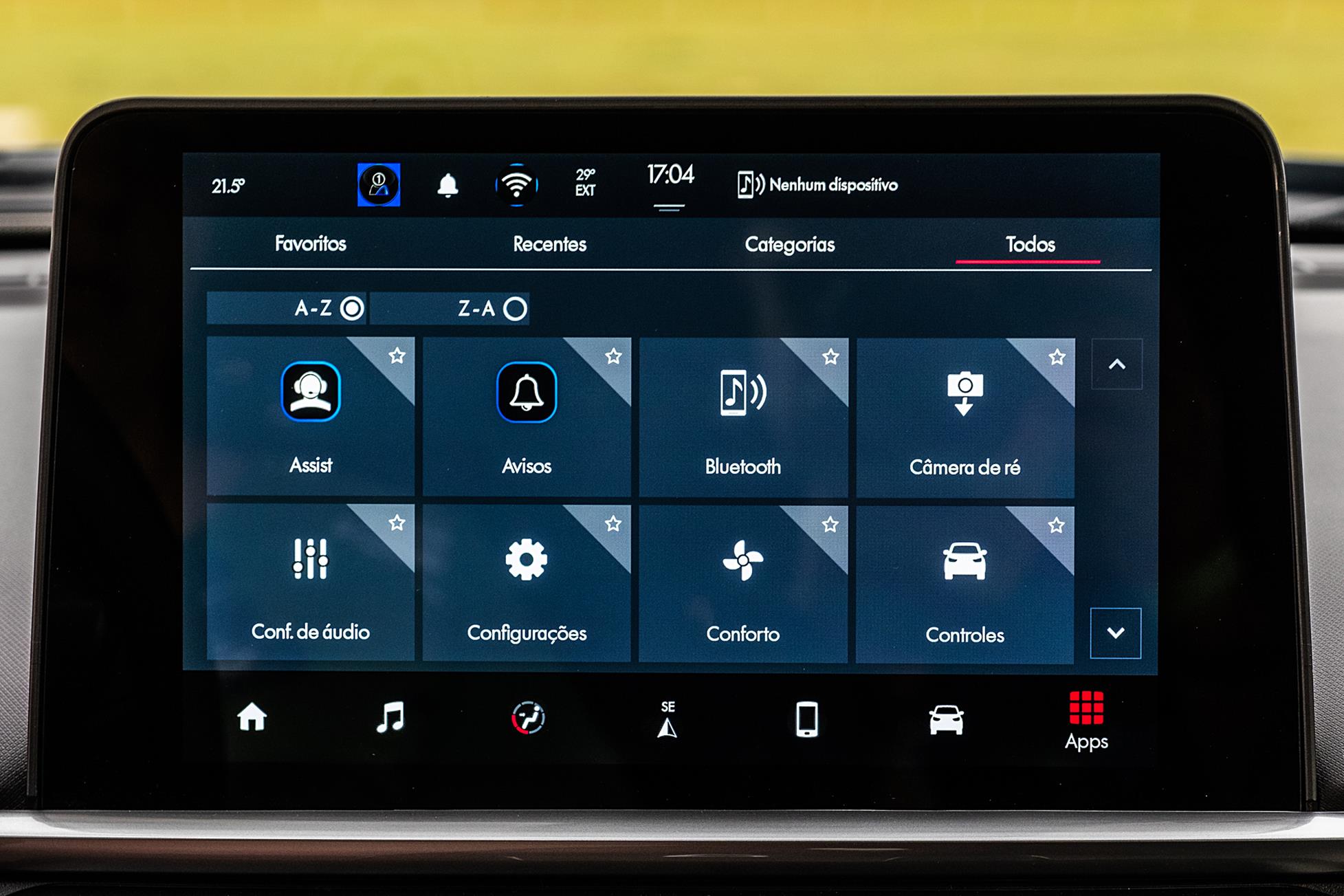 Central multim&iacute;dia do Fiat Pulse 2022