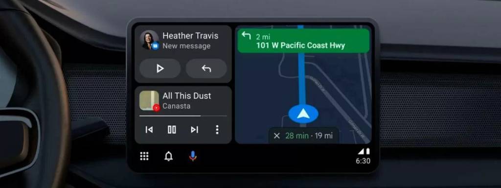 Atualização do Android Auto Tela principal do Android Auto exibe aplicativos de mídia, navegação e comunicação