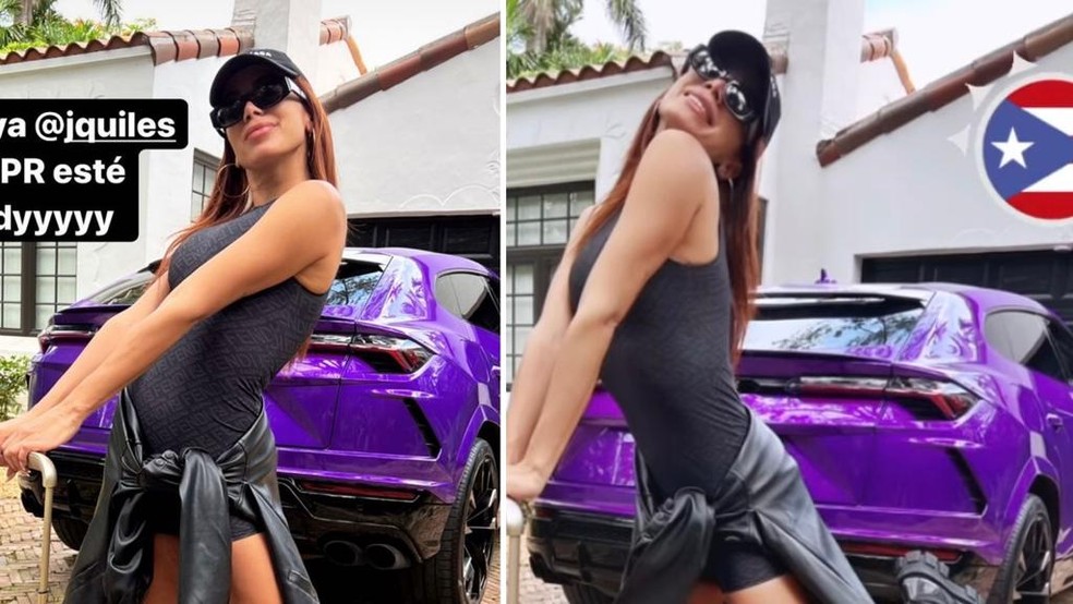 Anitta aluga Lamborghini Urus roxo, mas nem o V8 biturbo a conquista