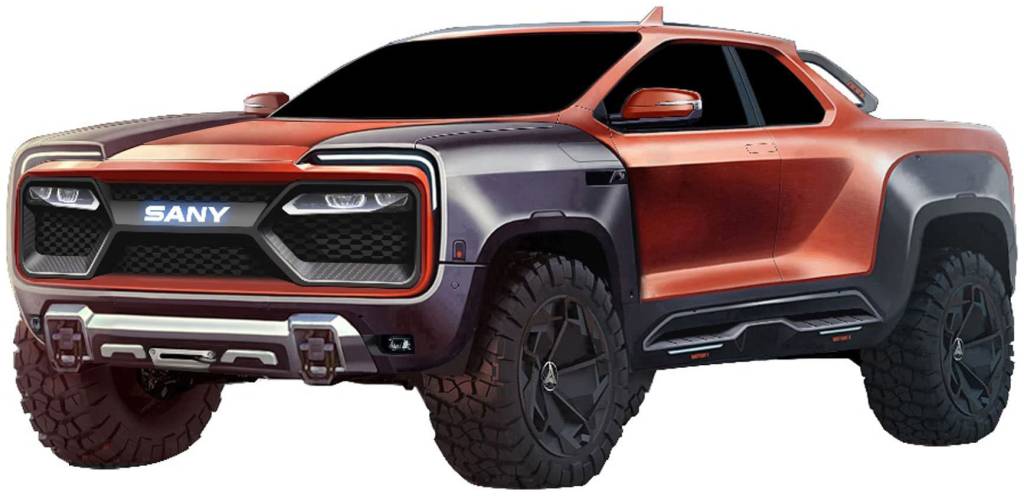 Sany-Electric-Truck-1 Picape Sany vazamento dianteira tres quartos